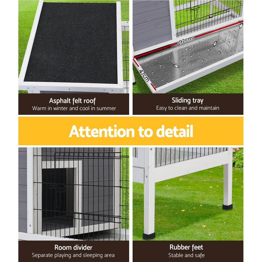 i.Pet Rabbit Hutch 97cm x 49cm x 86cm Chicken Coop Large Run Wooden Outdoor Cage House Pet Care > Coops & Hutches > Small Animal Habitats & Cages Woofy and Whiskers