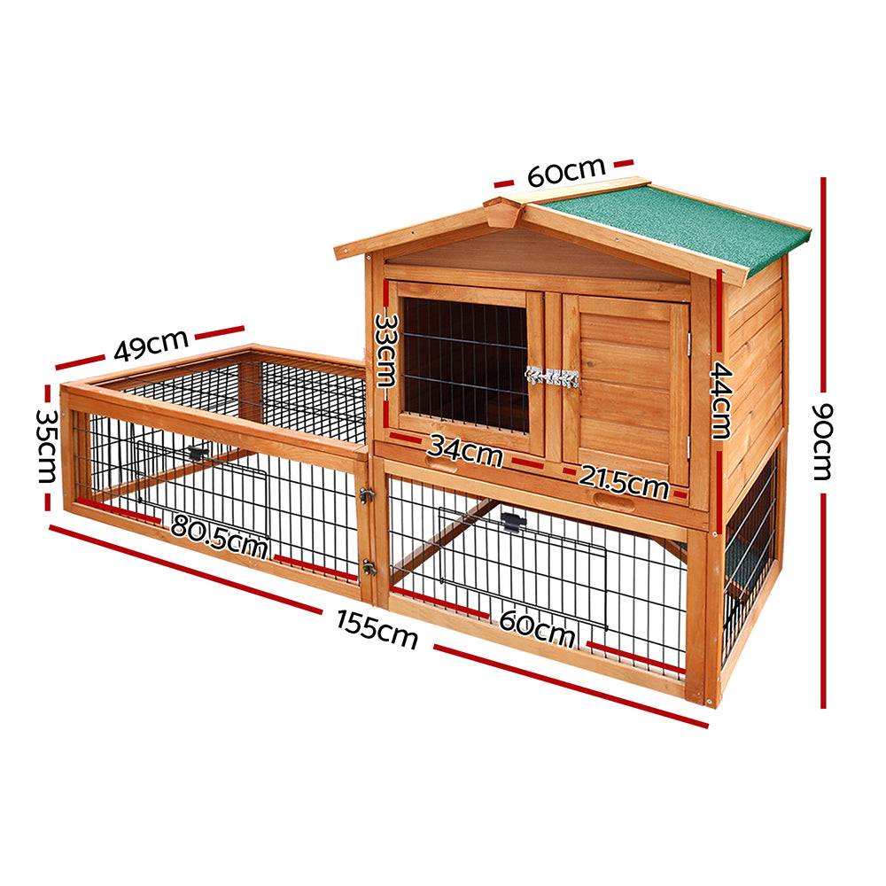 i.Pet Chicken Coop 155cm x 49cm x 90cm Rabbit Hutch Large Run Wooden Cage House Outdoor Pet Care > Coops & Hutches > Small Animal Habitats & Cages Woofy and Whiskers
