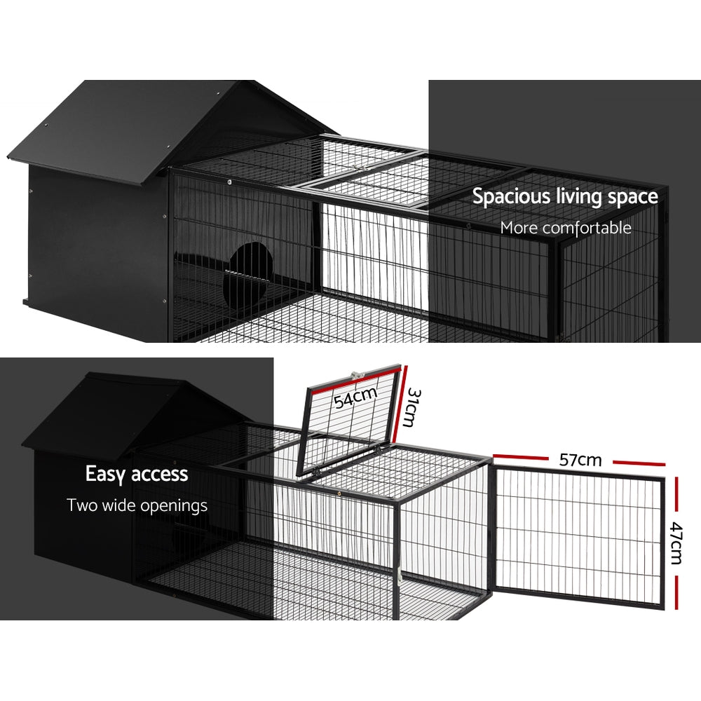 i.Pet Rabbit Cage Hutch 162x60cm Enclosure Metal Pet Care > Coops & Hutches > Small Animal Habitats & Cages ipet