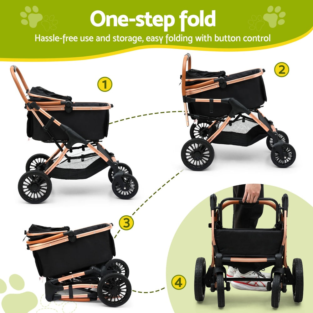 i.Pet Pet Dog Stroller Pram Large Cat Carrier Travel Pushchair Foldable 4 Wheels Pet Care > Dog Supplies > Dog Carriers & Crates Woofy and Whiskers