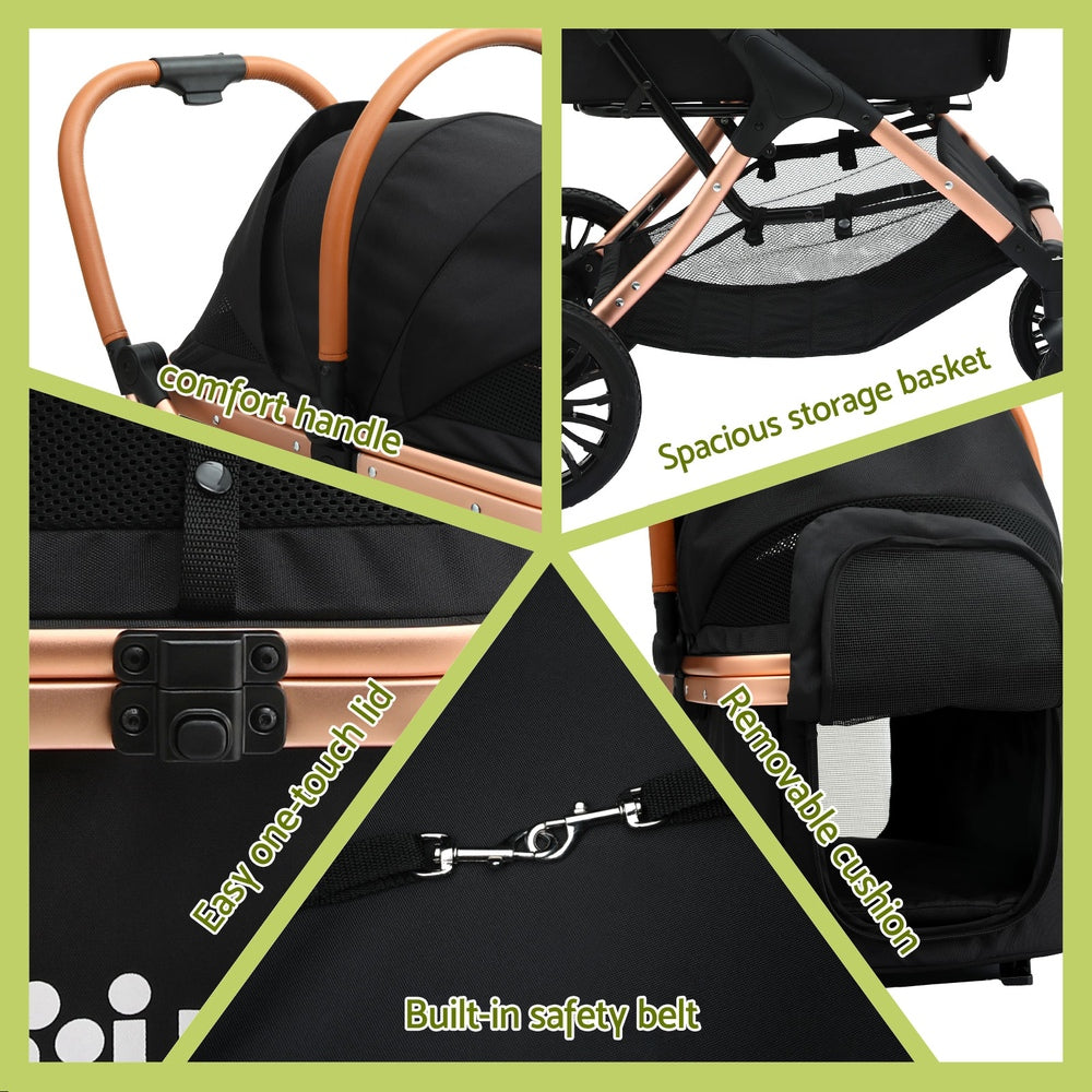 i.Pet Pet Dog Stroller Pram Large Cat Carrier Travel Pushchair Foldable 4 Wheels Pet Care > Dog Supplies > Dog Carriers & Crates Woofy and Whiskers