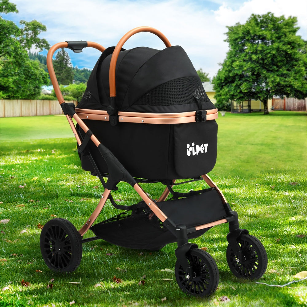 i.Pet Pet Dog Stroller Pram Large Cat Carrier Travel Pushchair Foldable 4 Wheels Pet Care > Dog Supplies > Dog Carriers & Crates Woofy and Whiskers