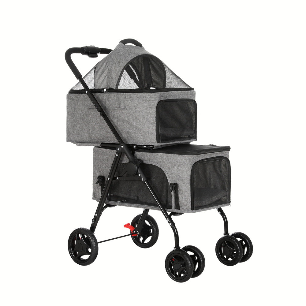 i.Pet Pet Stroller 2-tier Dog Pram Large Cat Carrier Travel Pushchair Foldable Pet Care > Cat Supplies > Cat Carriers & Crates Woofy and Whiskers