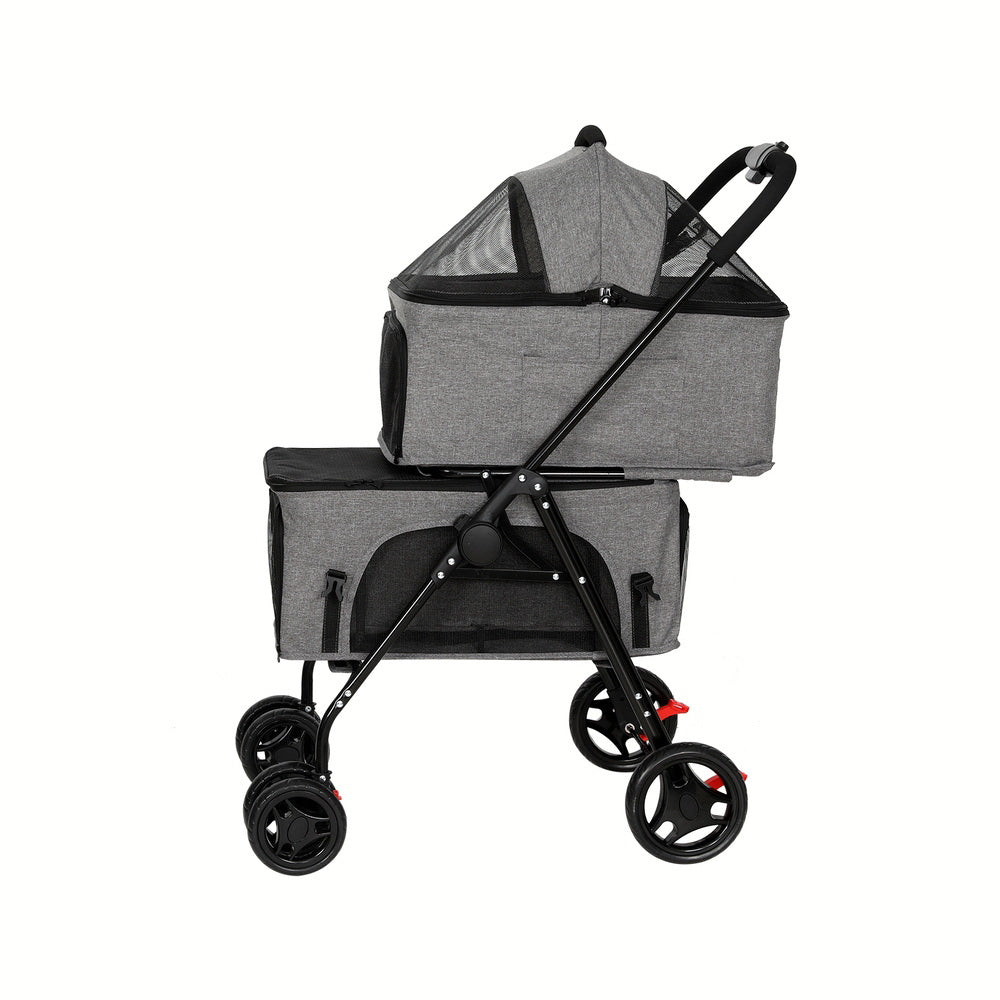 i.Pet Pet Stroller 2-tier Dog Pram Large Cat Carrier Travel Pushchair Foldable Pet Care > Cat Supplies > Cat Carriers & Crates Woofy and Whiskers