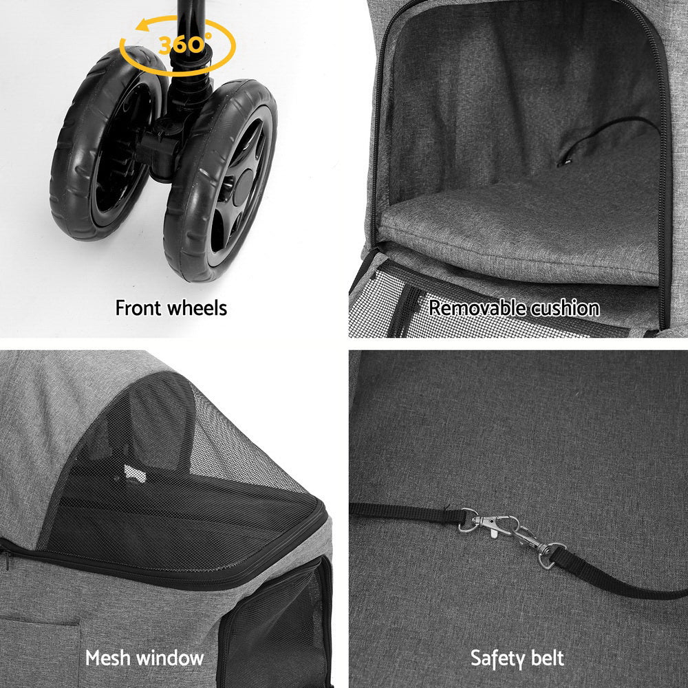 i.Pet Pet Stroller 2-tier Dog Pram Large Cat Carrier Travel Pushchair Foldable Pet Care > Cat Supplies > Cat Carriers & Crates Woofy and Whiskers