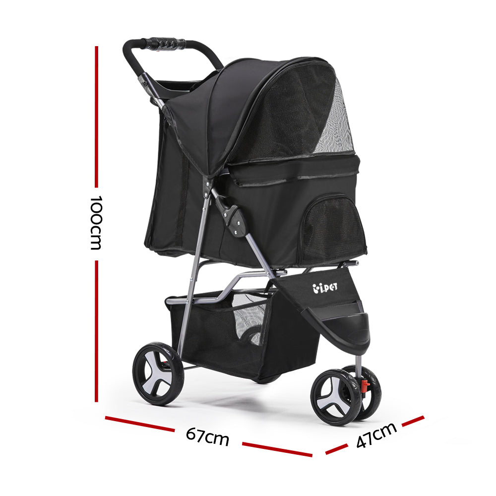 i.Pet Pet Stroller Dog Pram Cat Carrier Large Travel Pushchair Foldable 3 Wheels Pet Care > Cat Supplies > Cat Carriers & Crates Woofy and Whiskers