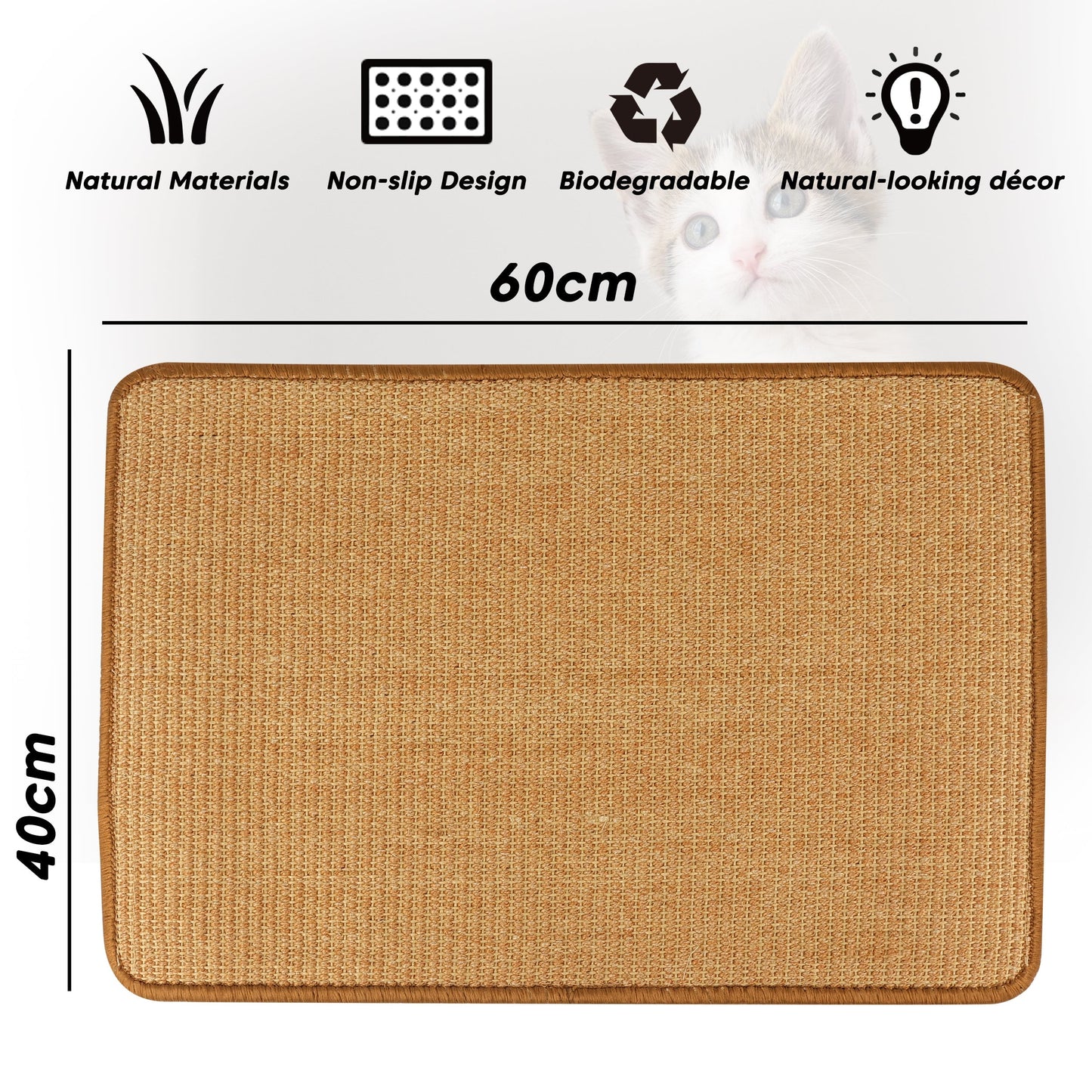 PupLily Natural Sisal Cat Scratch Mat, 40 X 60 CM Pet Care > Cat Supplies > Cat Scratchers Woofy and Whiskers
