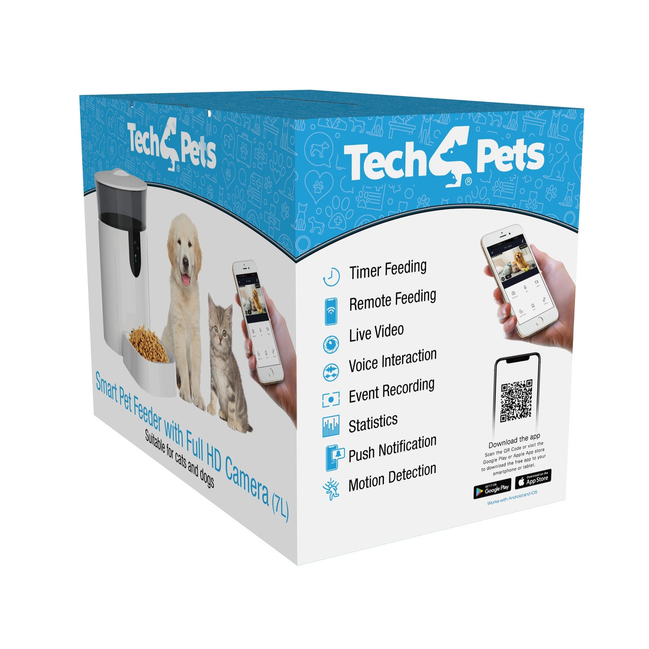 Tech4Pets 7L Smart Pet Feeder with HD Camera & App Control Pet Care > Dog Supplies > Dog Bowls, Feeders & Waterers Tech 4 Pets
