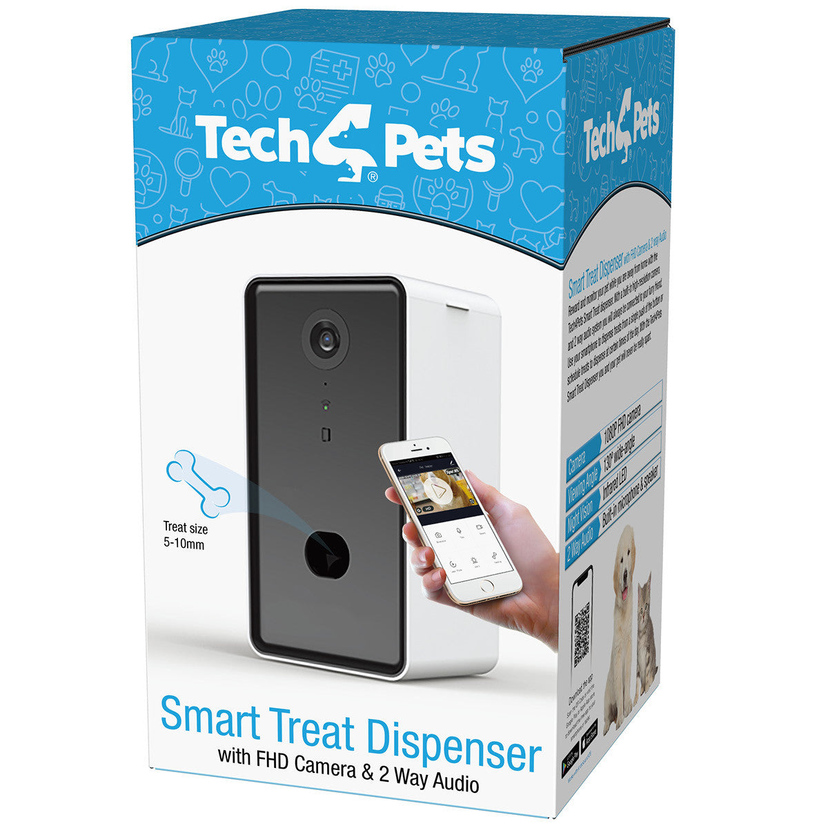 Tech4Pets Smart Treat Dispenser with HD Camera & 2-Way Audio Pet Care > Dog Supplies > Dog Bowls, Feeders & Waterers Tech 4 Pets