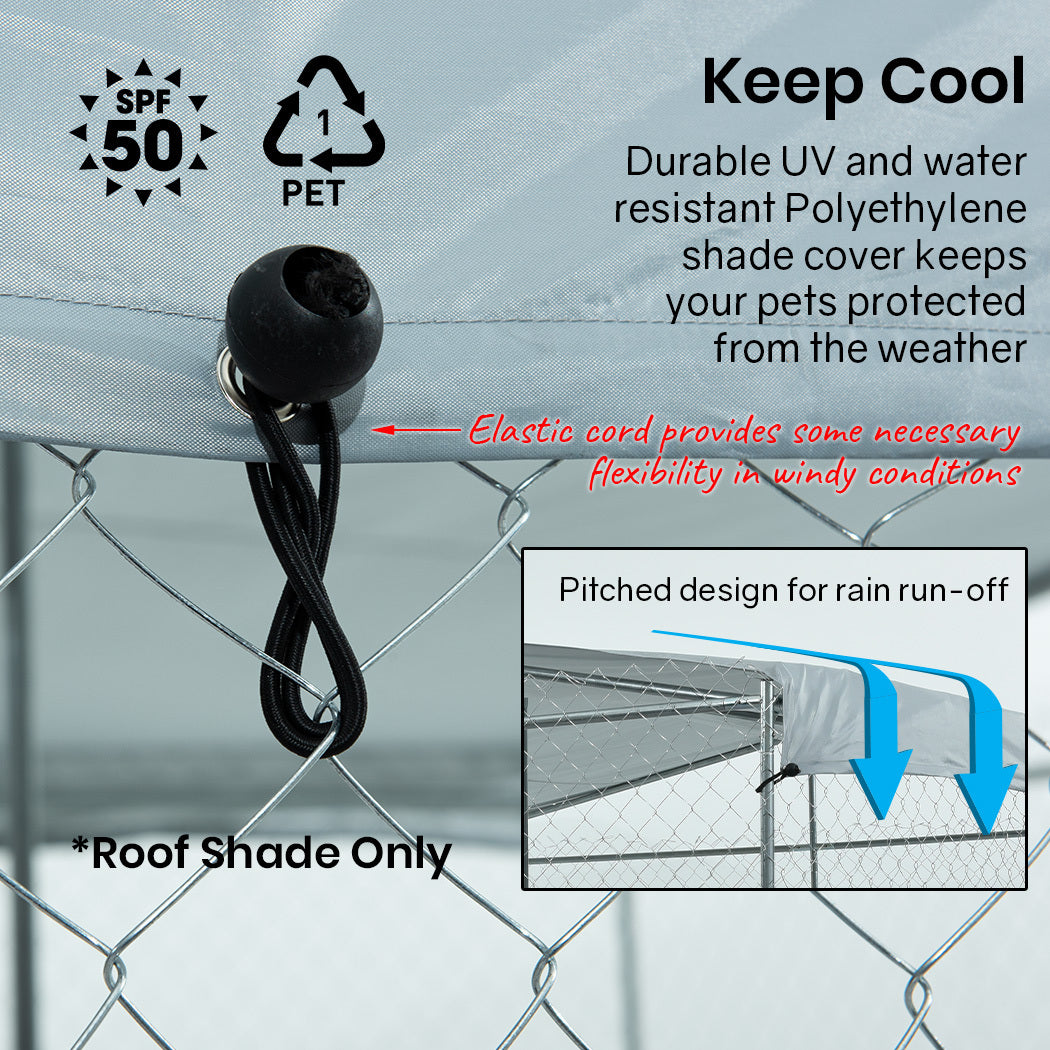 NEATAPET Shade Roof for 3x3m Dog Run Pet Enclosure, UV & Water Resistant, Silver colour Pet Care > Dog Supplies > Dog Kennels NeataPet