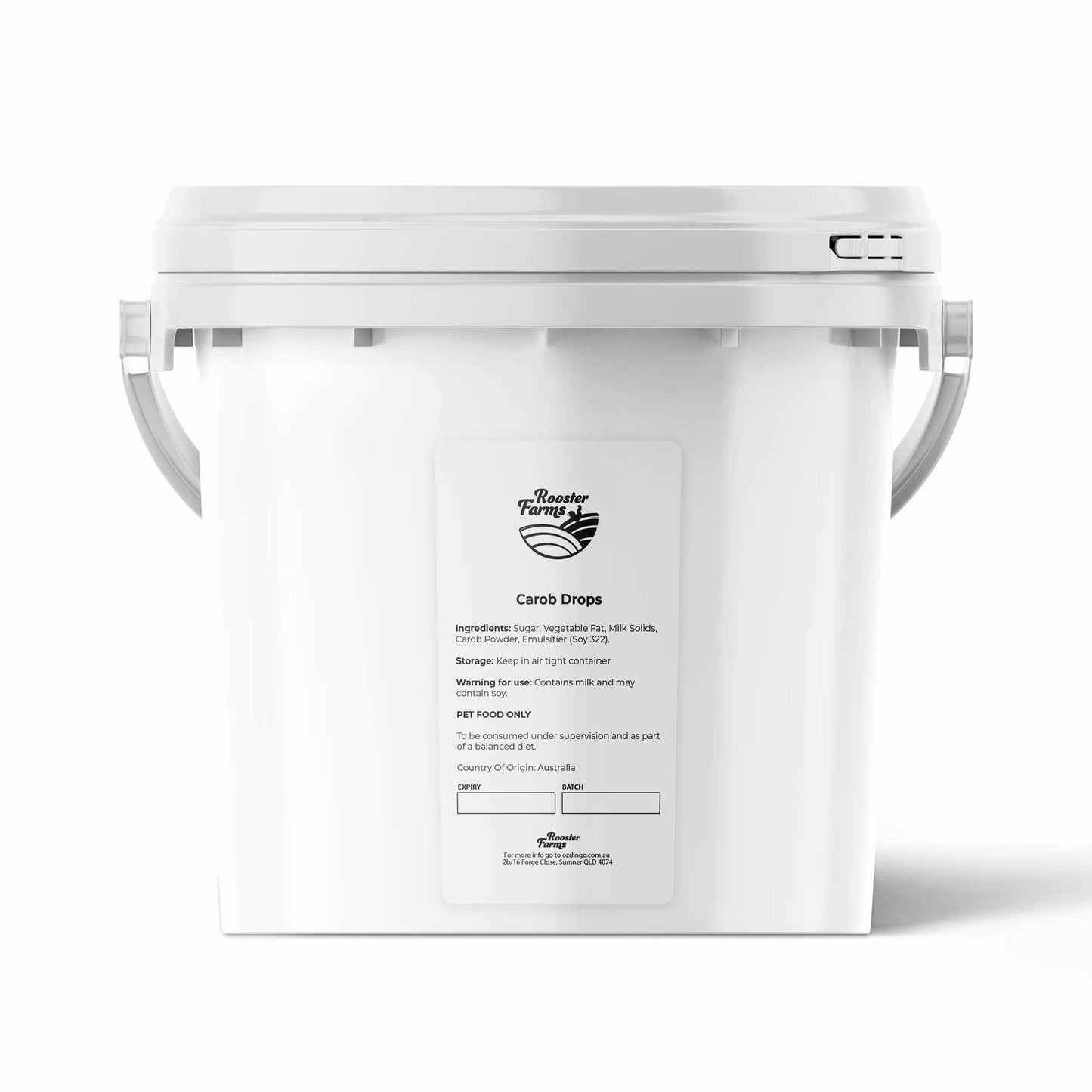 2.6Kg Dog Treat Carob Drops Bucket - Australian Puppy Button Melts Pet Care > Pet Food > Dog Food Rooster Farm