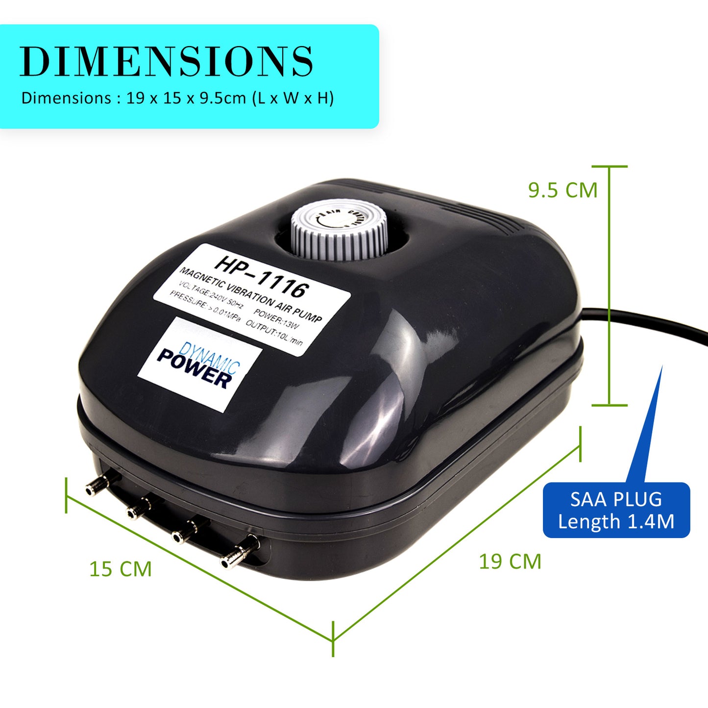 Aquarium Air Pump Oxygen Hydroponic 4 Outlet 360L/H 13W Pet Care > Aquarium > Aquarium Filters & Pumps Dynamic Power