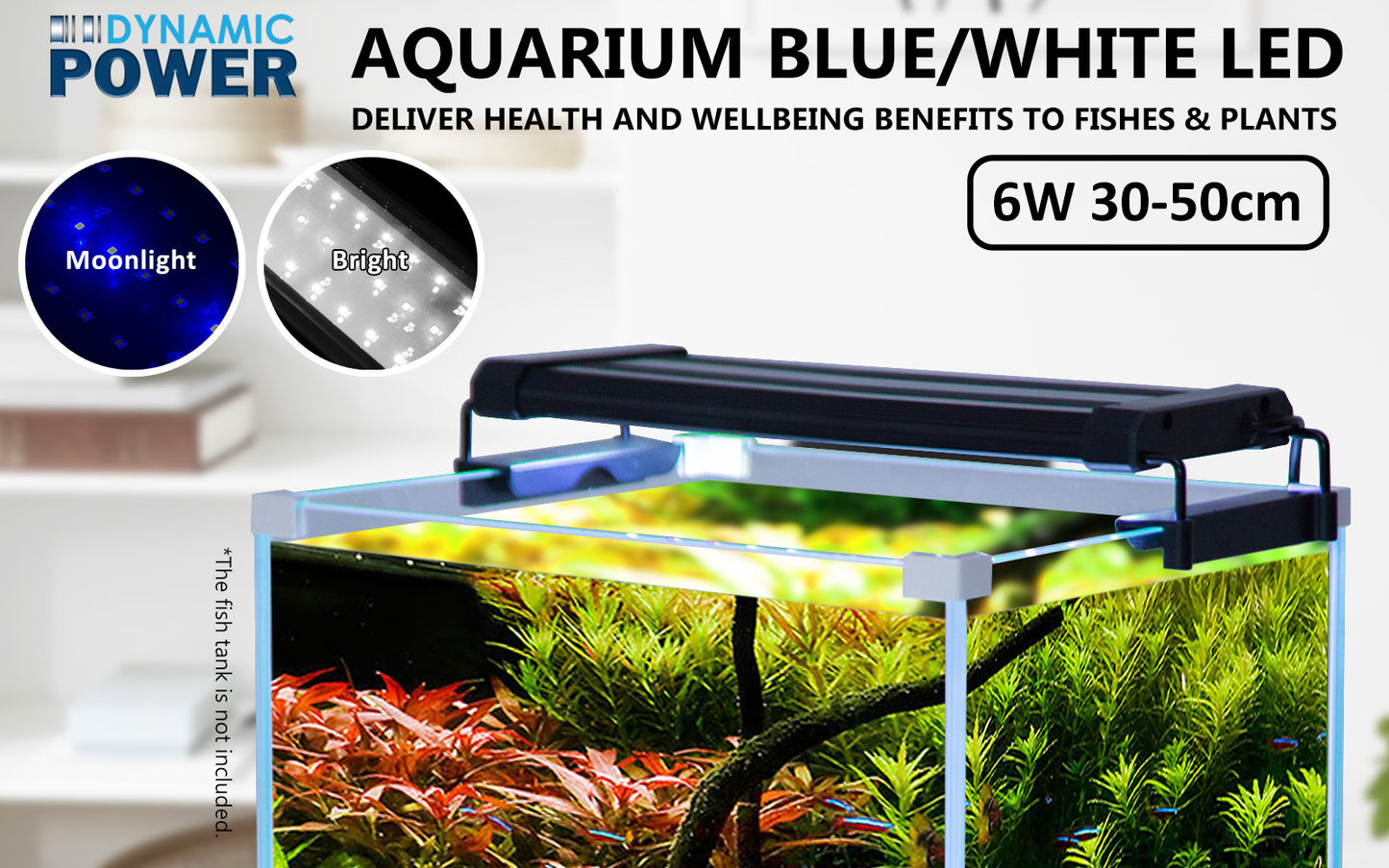 6W Aquarium Blue White LED Light for Tank 30-50cm Pet Care > Aquarium > Aquarium Lighting Woofy and Whiskers