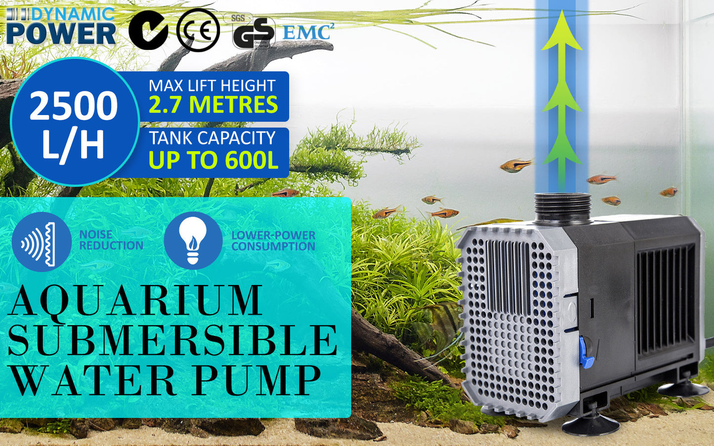 Aquarium Submersible Pond Water Pump 2500L/H 45W 2.7m Pet Care > Aquarium > Aquarium Filters & Pumps Dynamic Power