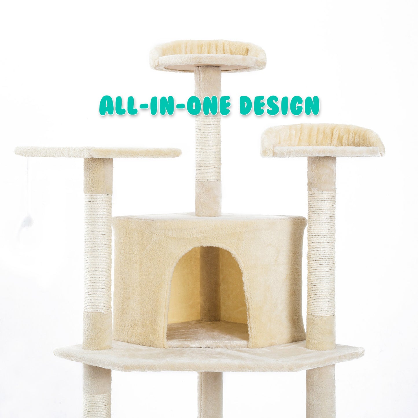 Cat Tree Multi Level Scratcher PARALA 201cm BEIGE Pet Care > Cat Supplies > Cat Scratchers Paw Mate