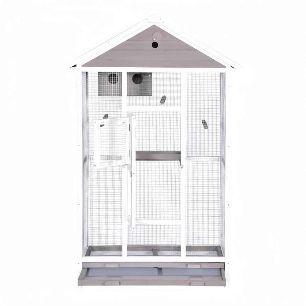 YES4PETS Wooden XXL Pet Cages Aviary Carrier Travel Canary Parrot Bird Cage Grey Pet Care > Bird > Bird Cages & Stands YES4PETS