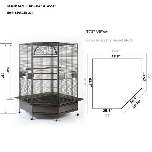 YES4PETS 185cm XXL Corner Bird Cage Pet Parrot Aviary Perch Castor Wheel Pet Care > Bird > Bird Cages & Stands YES4PETS