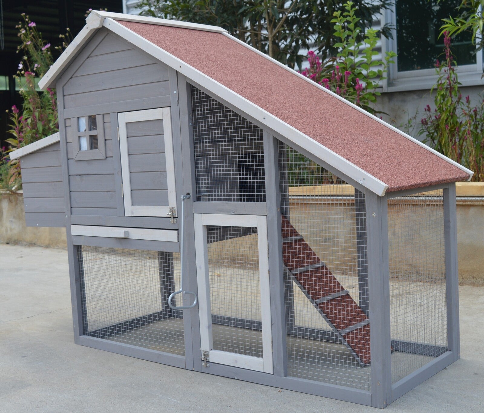 YES4PETS Grey Large Chicken Coop Rabbit Hutch Ferret Guinea Pig Cage Hen Chook Cat Kitten House Pet Care > Coops & Hutches > Small Animal Habitats & Cages YES4PETS