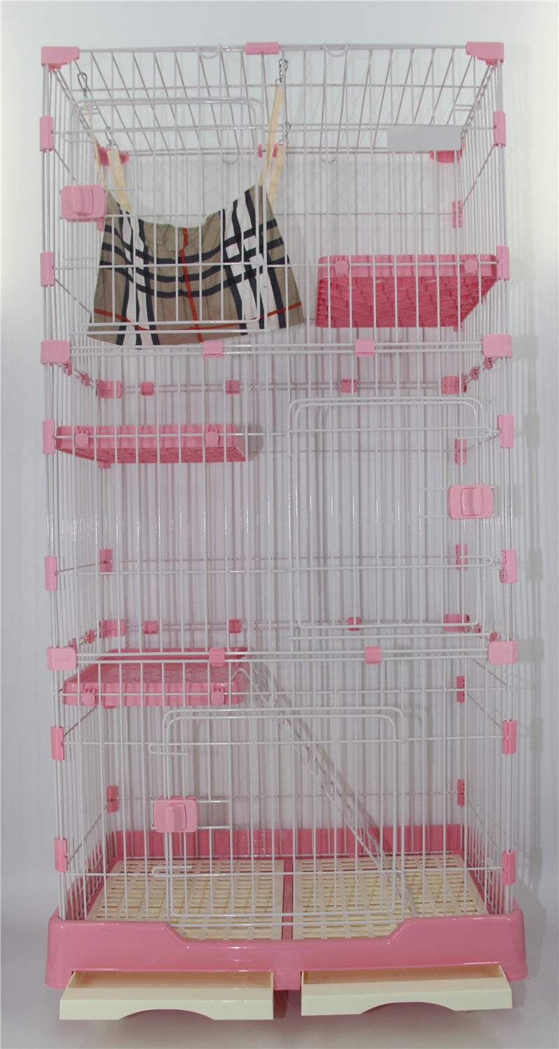 YES4PETS 179 cm Pink Pet 4 Level Cat Cage House With Litter Tray & Wheel 82x57x179 CM Pet Care > Coops & Hutches > Small Animal Habitats & Cages YES4PETS