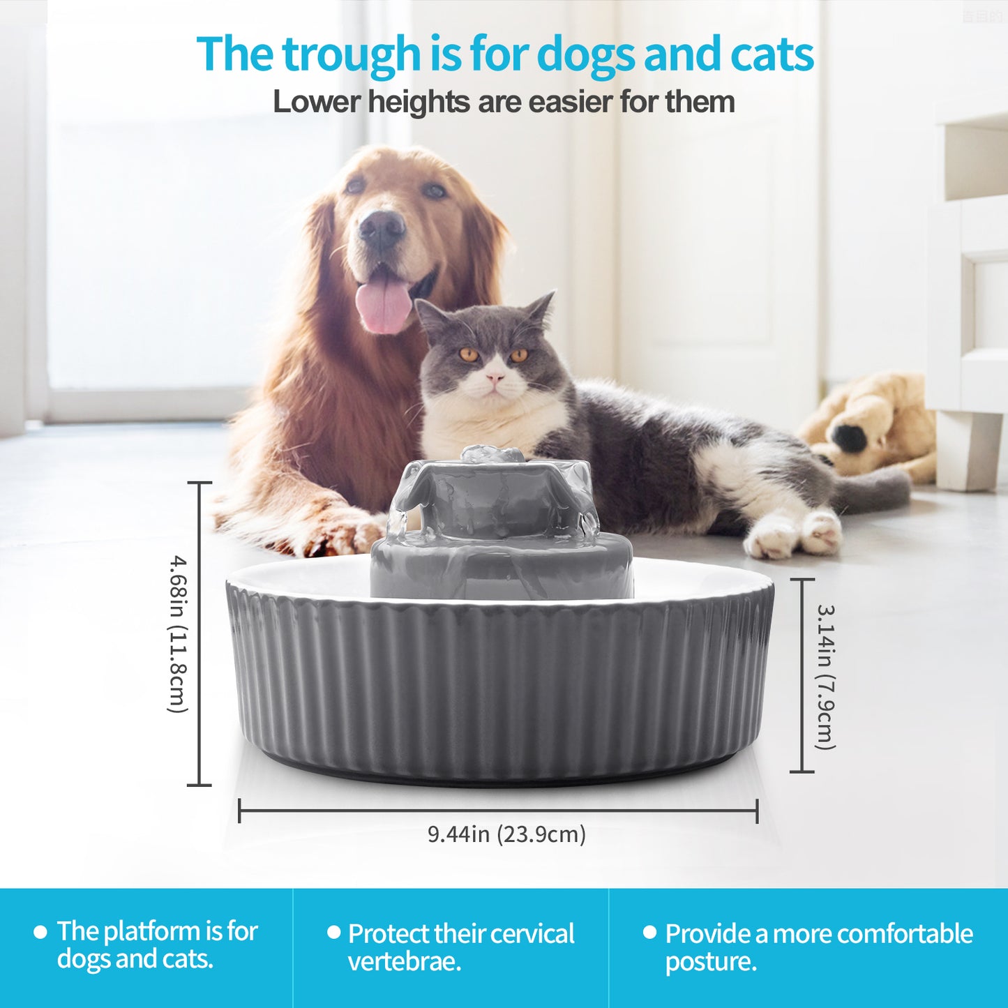 YES4PETS Grey Ceramic Electric Pet Water Fountain Dog Cat Water Feeder Bowl Dispenser Pet Care > Dog Supplies > Dog Bowls, Feeders & Waterers Woofy and Whiskers