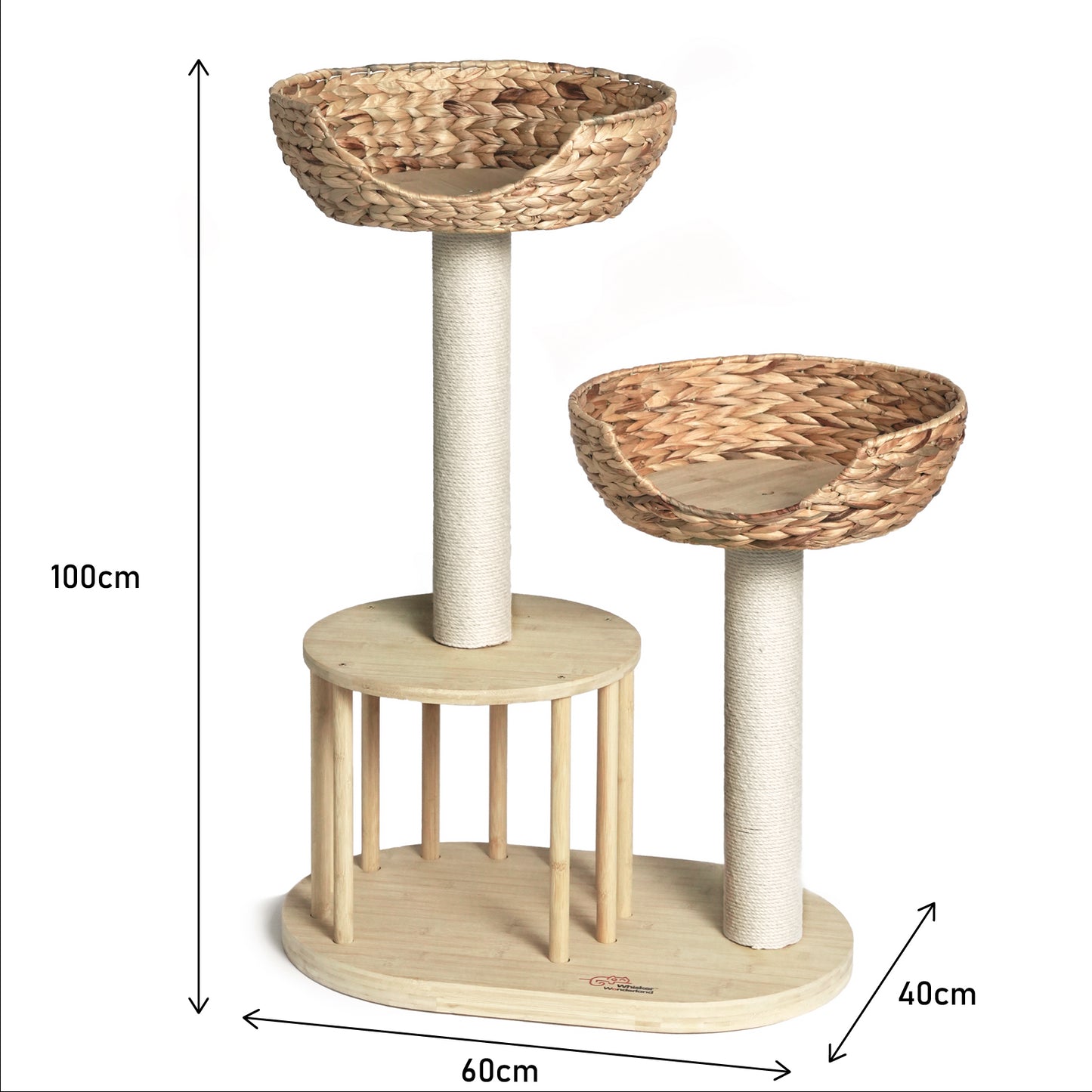 Whisker Wonderland Premium Eco Bamboo Cat Tree Medium - Natural Bamboo Structure, Safe & Stable, Multi-Functional Cat Furniture, Climbing & Scratching Pet Care > Cat Supplies > Cat Furniture Whiskers wonderland
