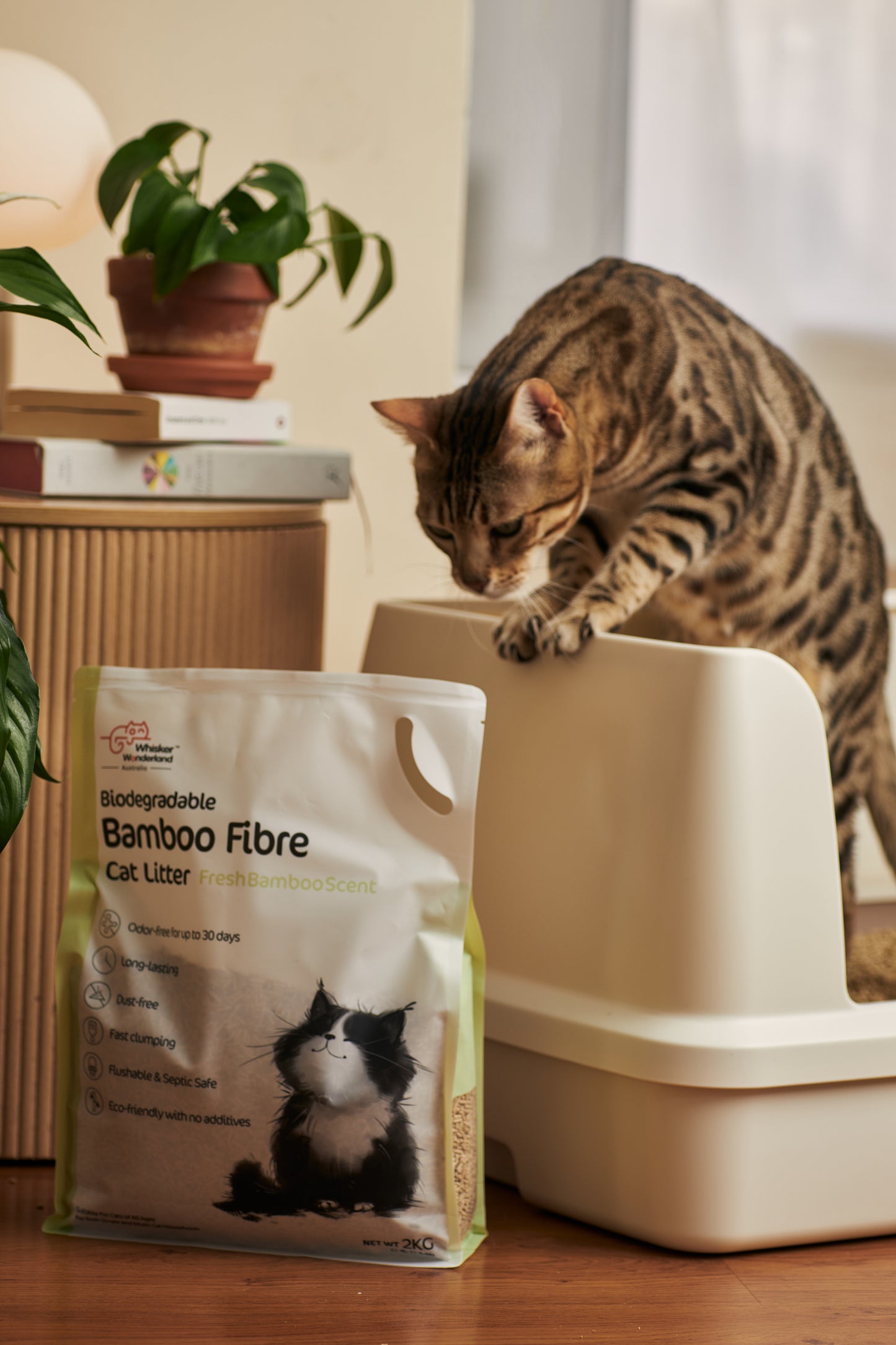 Whisker Wonderland Premium Biodegradable Bamboo Fibre Cat Litter 2KG - Fresh Bamboo Scent | Superior Odour Control, Fast Clumping & Flushable | Pet & Planet Friendly Pet Care > Cat Supplies > Cat Litter Whiskers wonderland