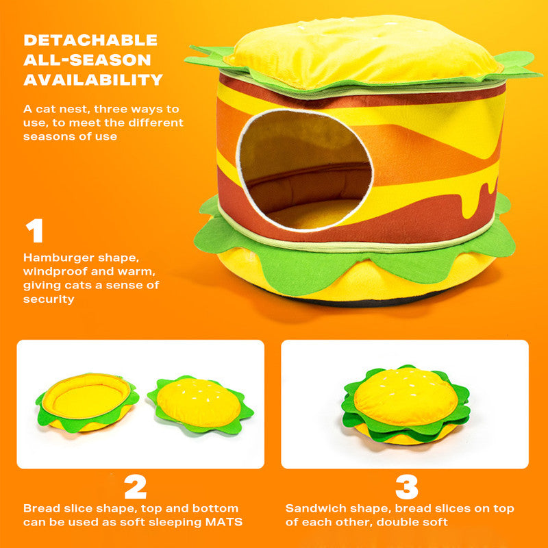 Washable Hamburger Pet Cat Dogs Bed Pet Care > Cat Supplies > Cat Furniture Woofy and Whiskers