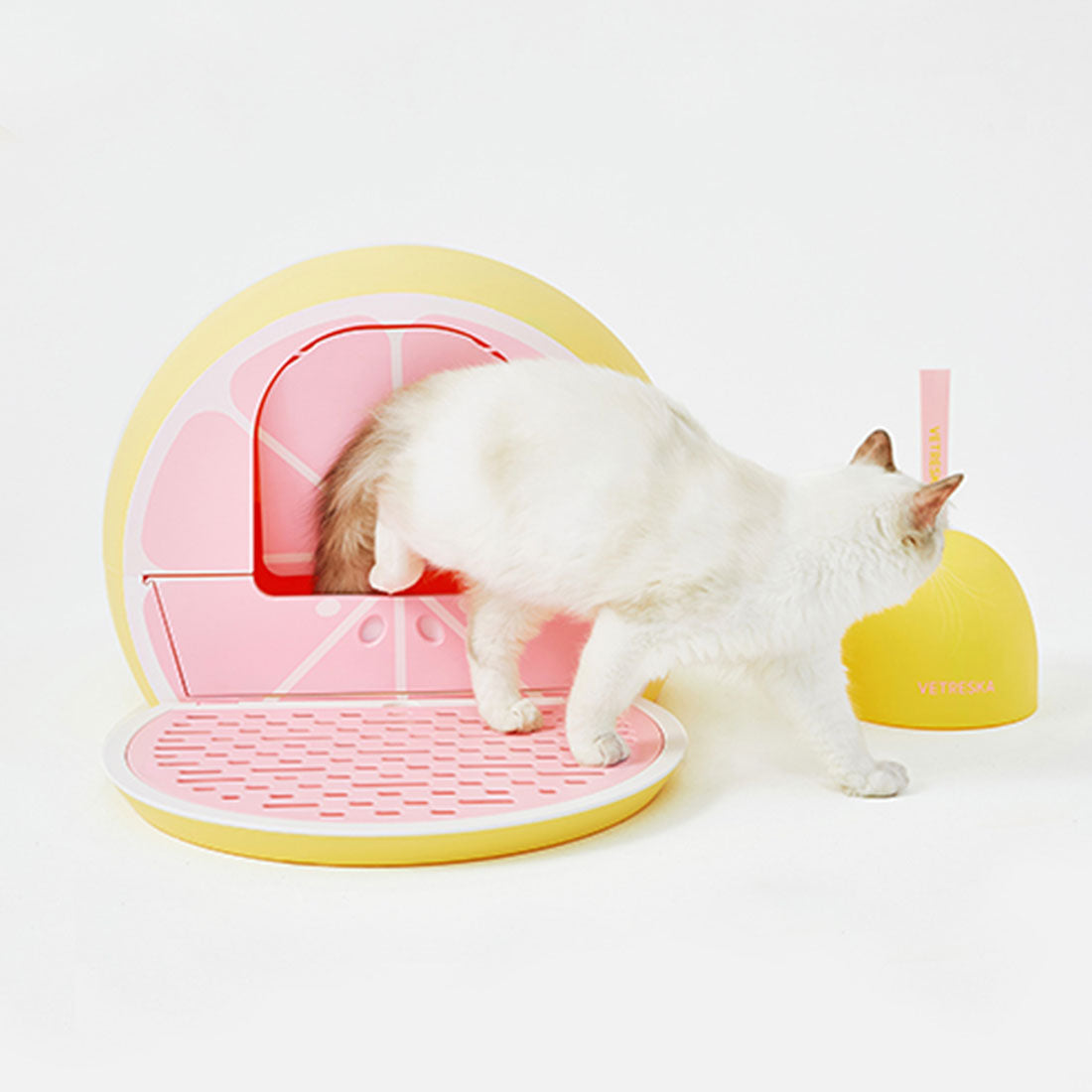 Vetreska Fruity Portable Cat Kitty Toilet Litter Box Tray House Lid Scoop Set Grapefruit Pet Care > Cat Supplies > Cat Litter Woofy and Whiskers