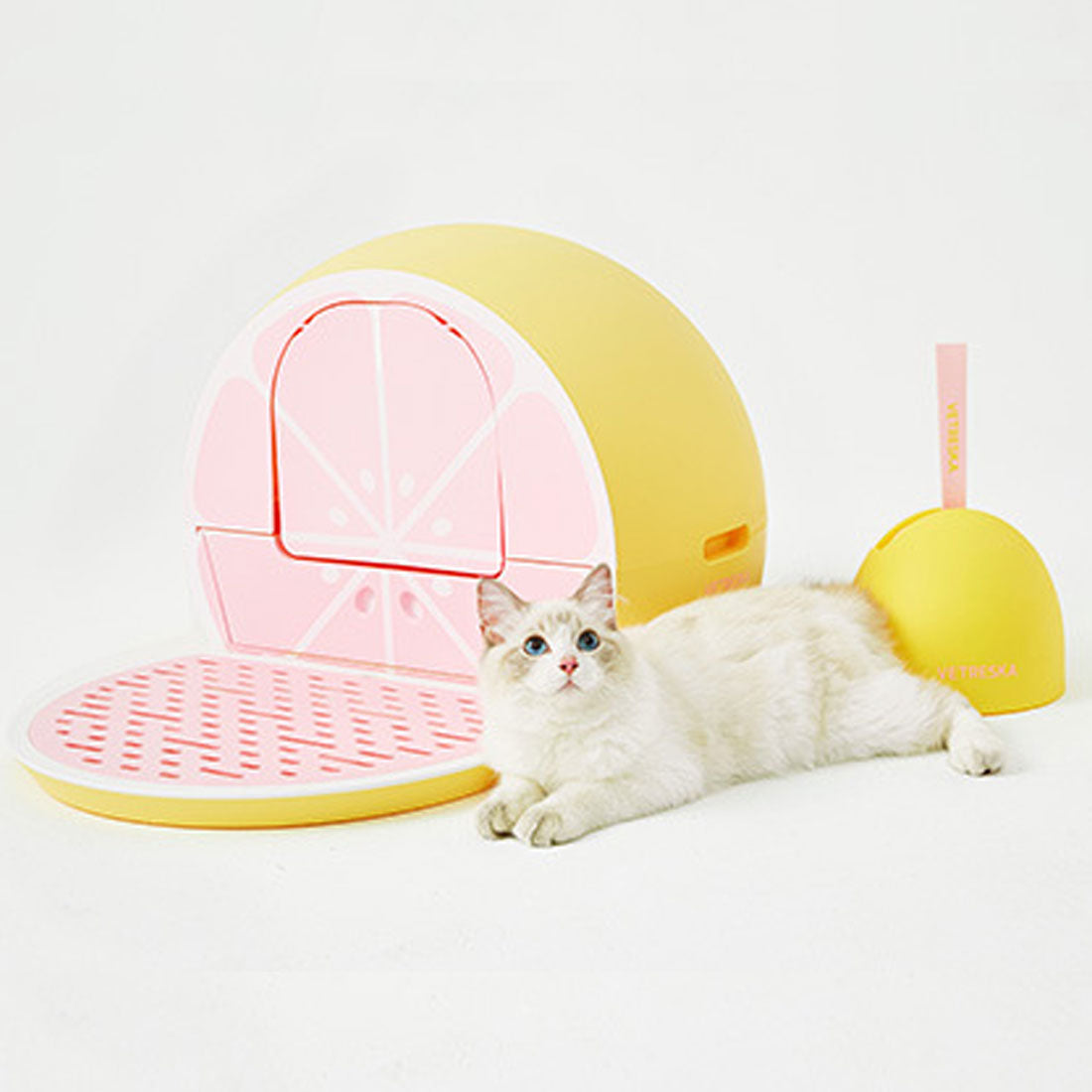 Vetreska Fruity Portable Cat Kitty Toilet Litter Box Tray House Lid Scoop Set Grapefruit Pet Care > Cat Supplies > Cat Litter Woofy and Whiskers