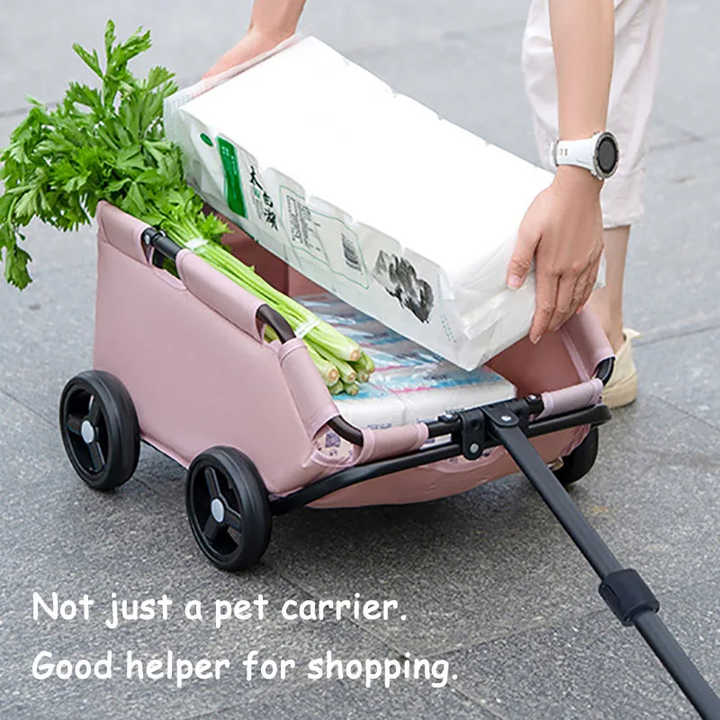 Black Compact Foldable Pet Stroller for Dogs and Cats - Lightweight Travel Pushchair for Small Pets, Teddy Dogs, and Cats - Portable and Collapsible Pet Buggy for Outdoor Adventures Tools > Tools Storage > Utility Trolleys Woofy and Whiskers