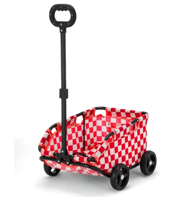 Red Lattice Compact Foldable Pet Stroller for Dogs and Cats - Lightweight Travel Pushchair for Small Pets, Teddy Dogs, and Cats - Portable and Collapsible Pet Buggy for Outdoor Adventures Tools > Tools Storage > Utility Trolleys Woofy and Whiskers