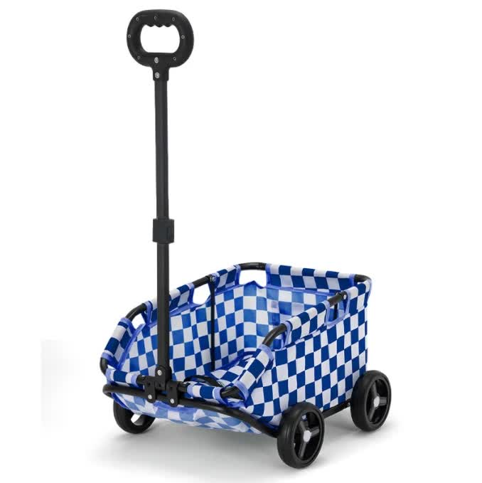 Blue Lattice Compact Foldable Pet Stroller for Dogs and Cats - Lightweight Travel Pushchair for Small Pets, Teddy Dogs, and Cats - Portable and Collapsible Pet Buggy for Outdoor Adventures Tools > Tools Storage > Utility Trolleys Woofy and Whiskers