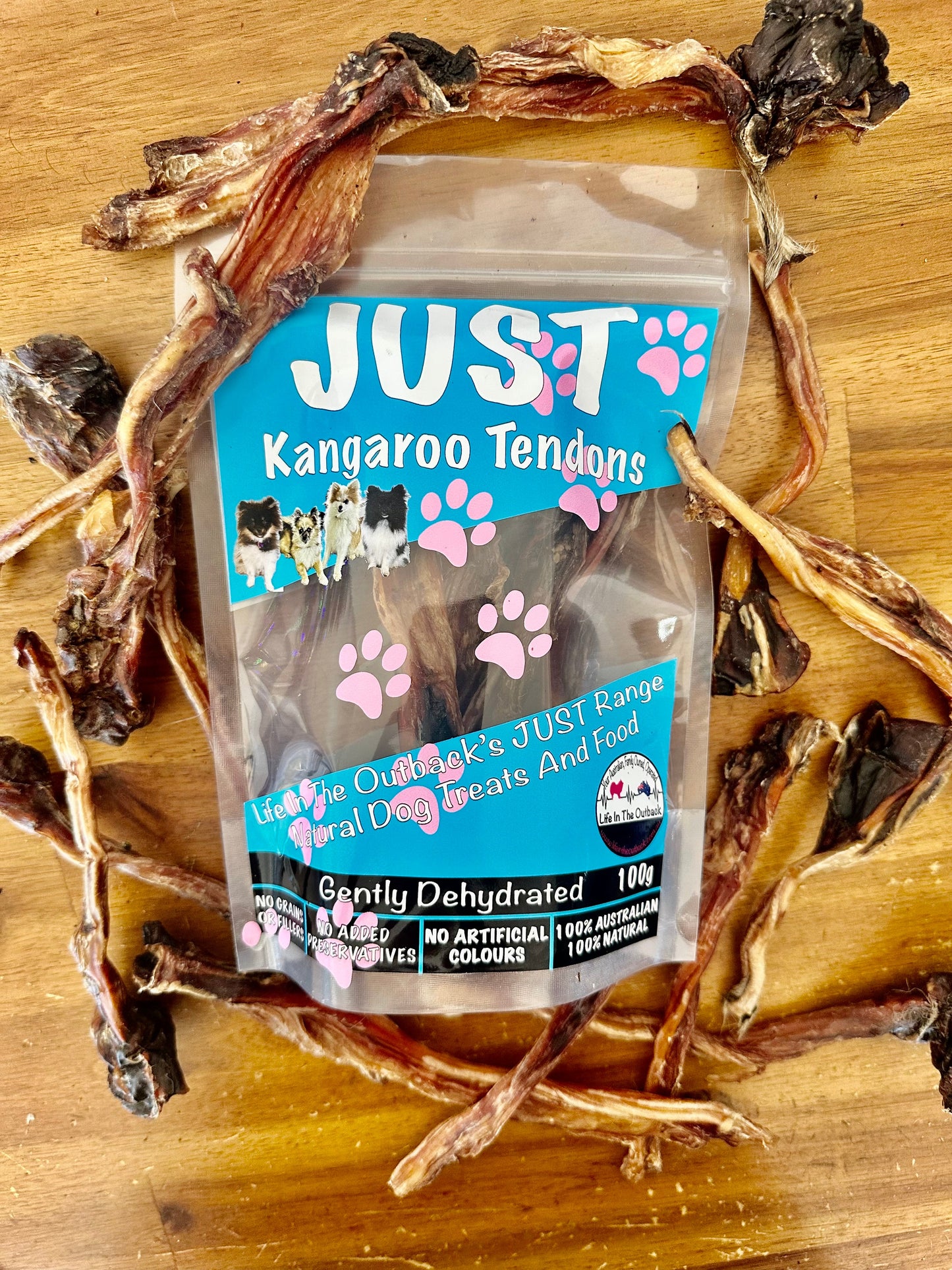 1x Just Kangaroo Tendons Pet Care > Pet Food > Dog Food Life in the outback