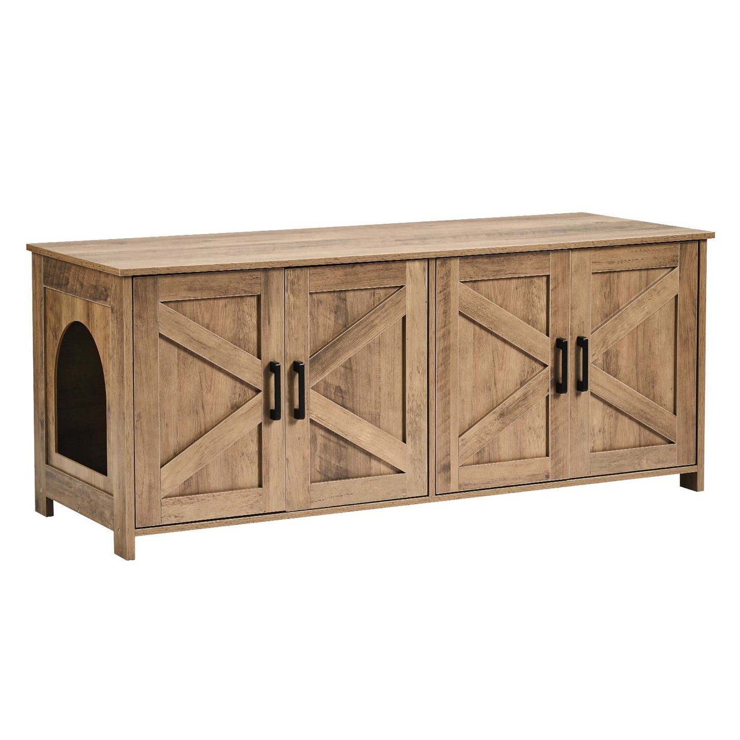 VEVOR Cat Litter Box Enclosure Wooden Litter Box Furniture Hidden 2 Rooms Greige Pet Care > Cat Supplies > Cat Litter Woofy and Whiskers