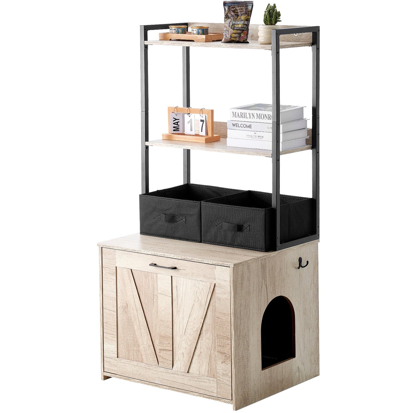 VEVOR Cat Litter Box Enclosure Litter Box Furniture Hidden 2 Shelves & 2 Baskets Pet Care > Cat Supplies > Cat Litter Woofy and Whiskers