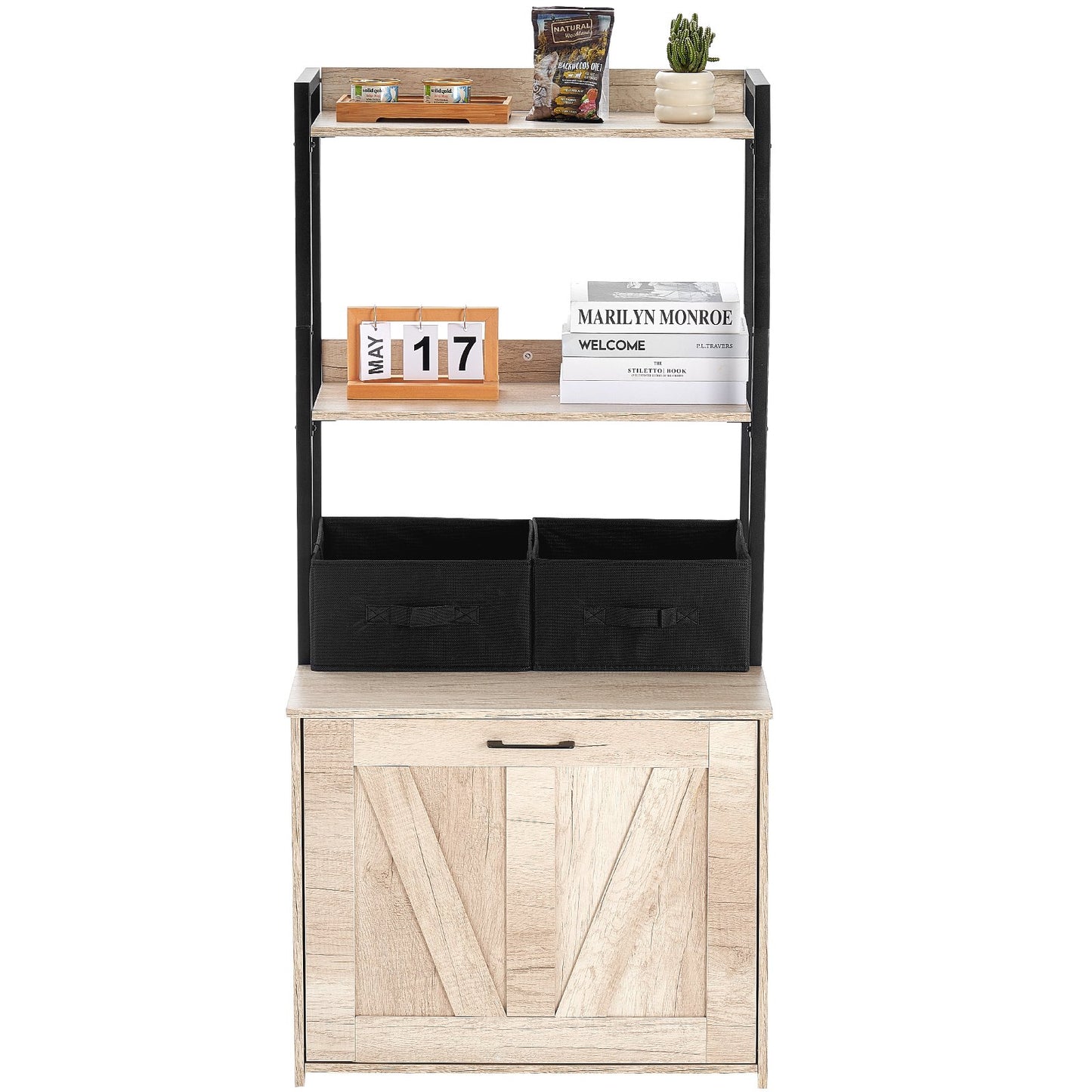 VEVOR Cat Litter Box Enclosure Litter Box Furniture Hidden 2 Shelves & 2 Baskets Pet Care > Cat Supplies > Cat Litter Woofy and Whiskers
