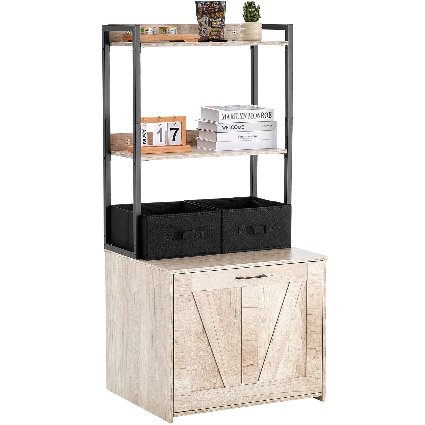 VEVOR Cat Litter Box Enclosure Litter Box Furniture Hidden 2 Shelves & 2 Baskets Pet Care > Cat Supplies > Cat Litter Woofy and Whiskers