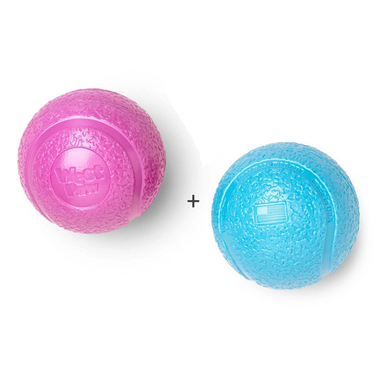 West Paw Boundr Fetch Dog Toys - Pack of 2 Balls - Guaranteed Tough Eco friendly dog toy West Paw Design Pink & Blue
