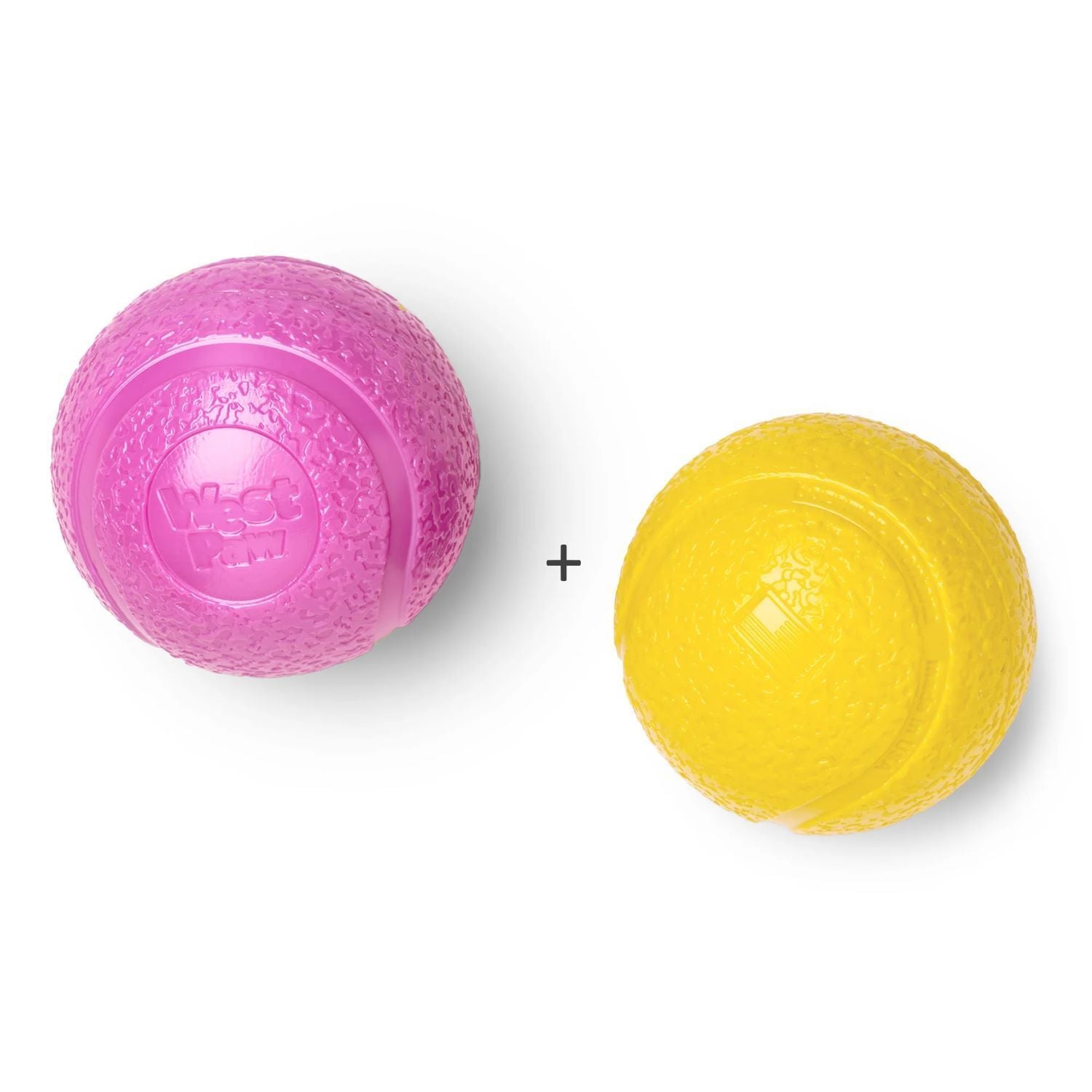 West Paw Boundr Fetch Dog Toys - Pack of 2 Balls - Guaranteed Tough Eco friendly dog toy West Paw Design Yellow & Pink