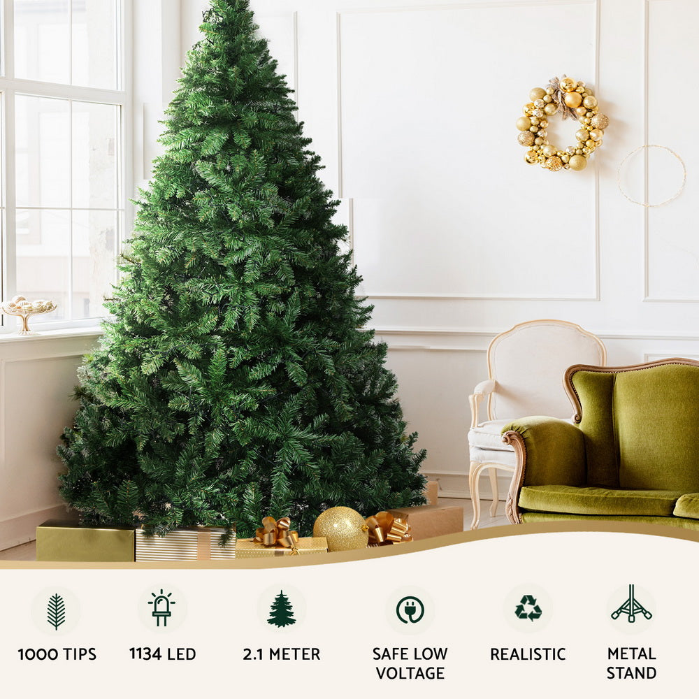 Jingle Jollys Christmas Tree 2.1m Xmas Tree Decorations 1134 LEDs Occasions > Christmas > Christmas Trees Woofy and Whiskers