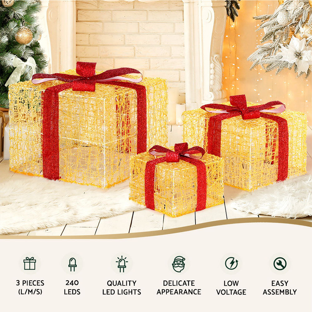 3 PCS Christmas Lights 240 LED Fairy Light Gift Box Decorations Jingle Jollys Occasions > Christmas > Christmas Wreaths & Garlands Woofy and Whiskers