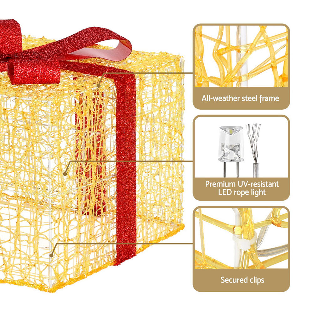 3 PCS Christmas Lights 240 LED Fairy Light Gift Box Decorations Jingle Jollys Occasions > Christmas > Christmas Wreaths & Garlands Woofy and Whiskers