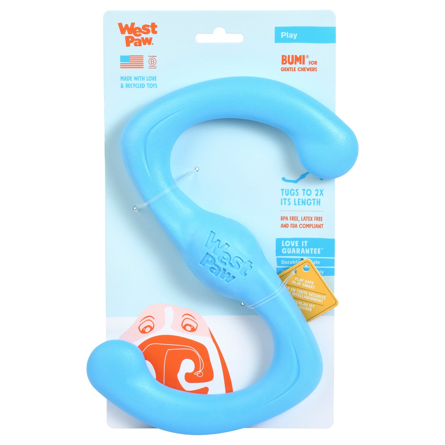West Paw Bumi Tug & Fetch Zogoflex Dog Toy Dog toys West Paw Design Large Blue