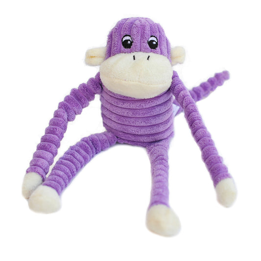 Zippy Paws Spencer the Crinkle Monkey Long Leg Plush Dog Toy - Purple Dog toys zippy paws Purple 28cm