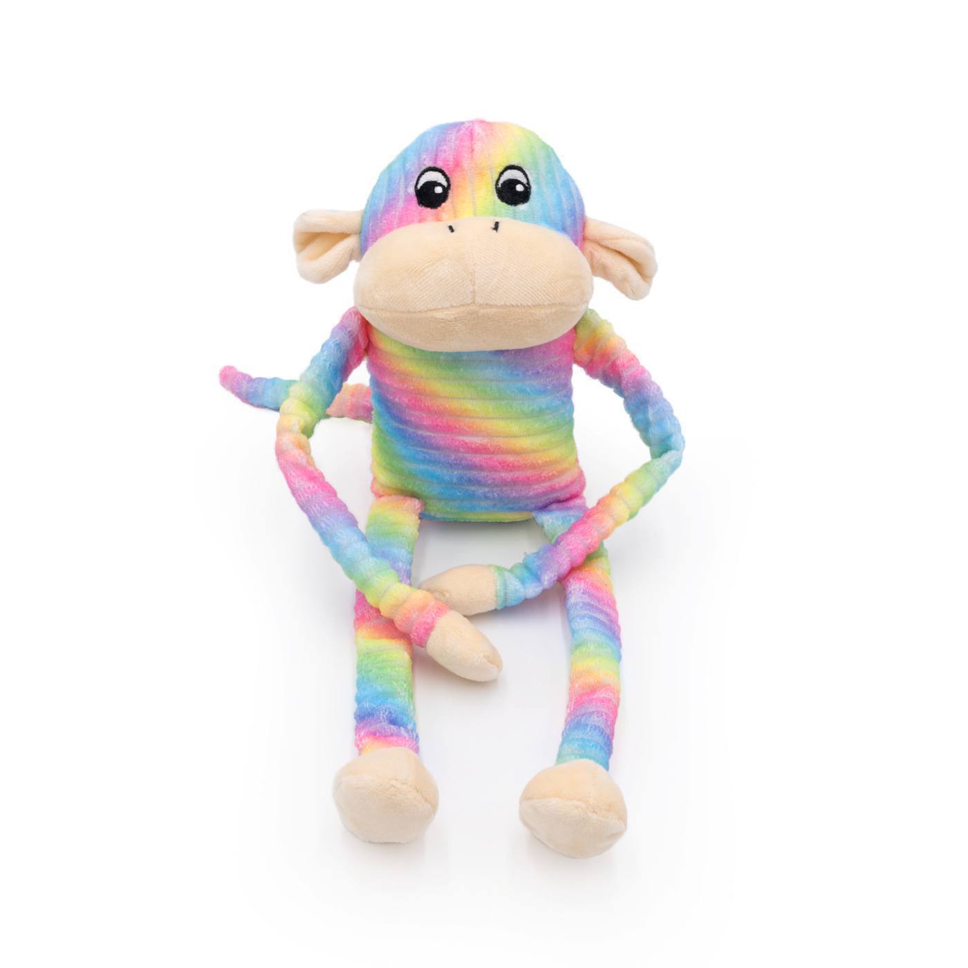 Zippy Paws Spencer the Crinkle Monkey Long Leg Plush Dog Toy - Purple Dog toys zippy paws Rainbow 43cm