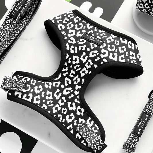 Cocopup London – Adjustable Neck Harness – Black Leopard Dog Harness Cocopup London