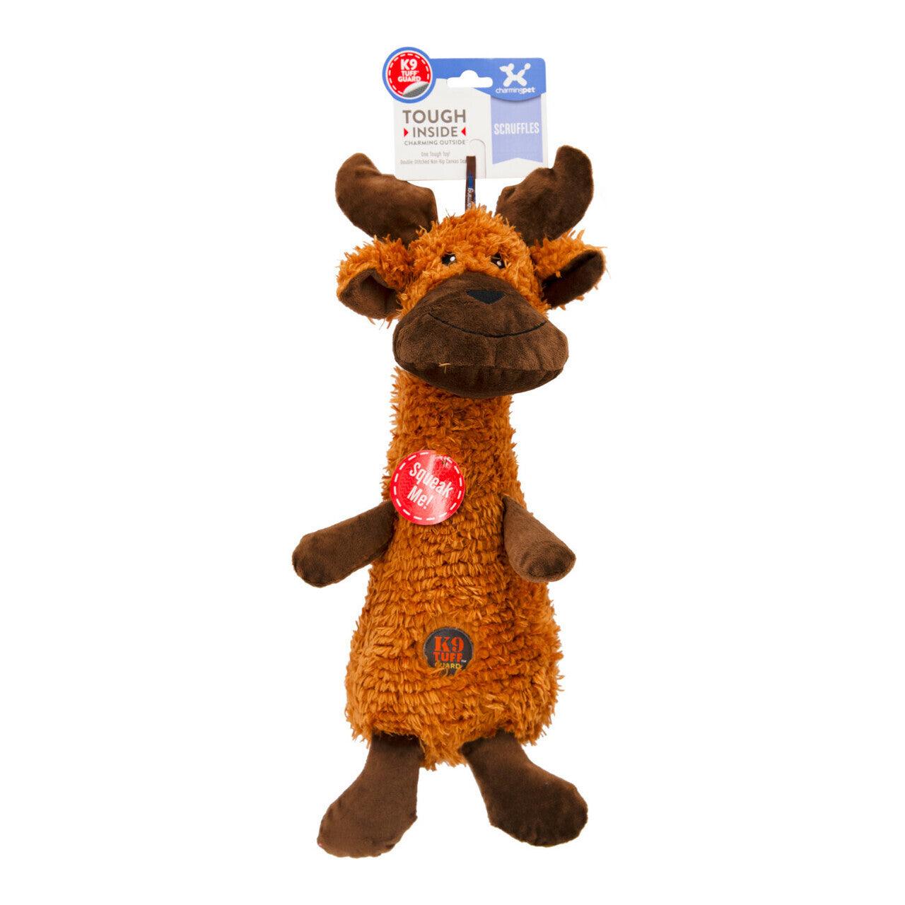 Deluxe :Charming Pets Scruffles Moose Plush Toy , Large 43CM Durable plush dog toy Charming Pets