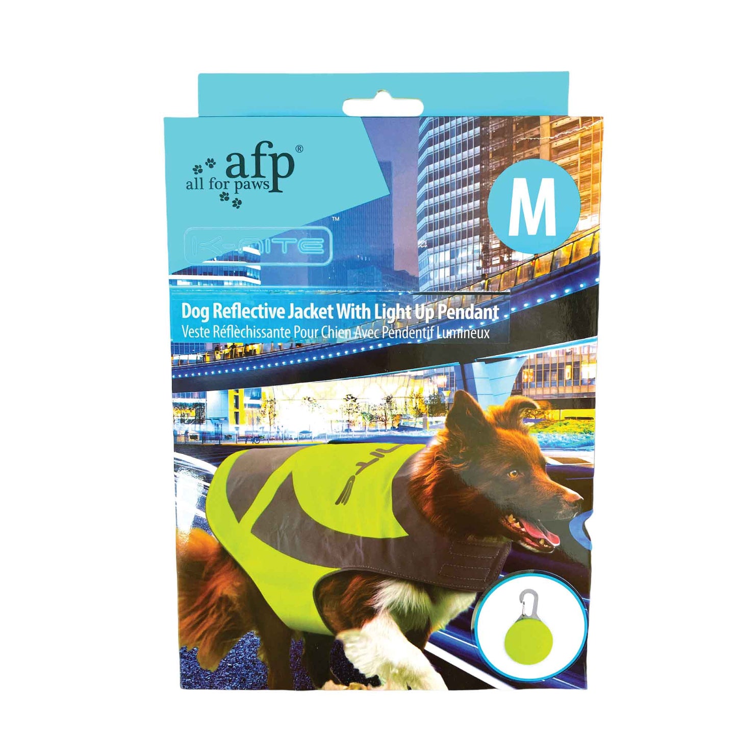 Dog Reflective Jacket Hi Vis Vest with Light Up Pendant Pet Safety Walking Coat Reflective Dog Apparel Woofy and Whiskers Medium
