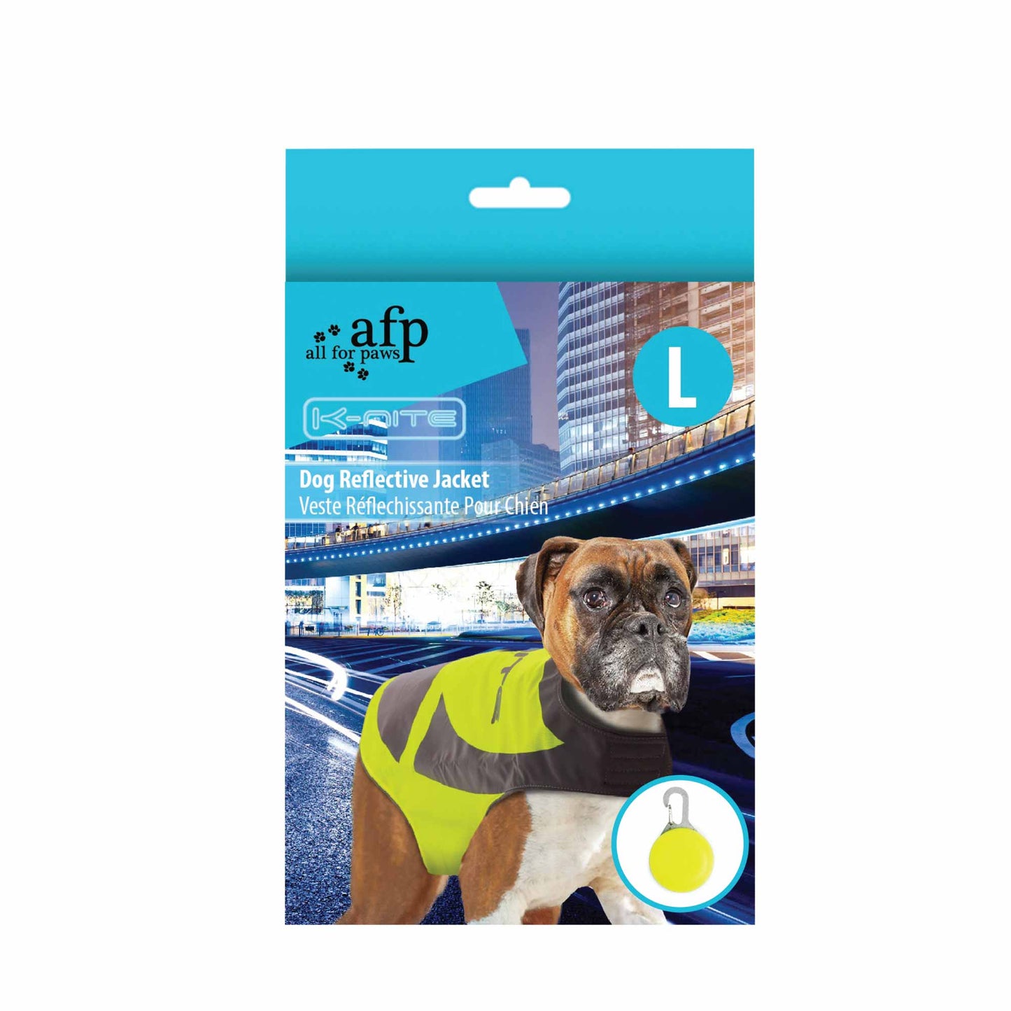Dog Reflective Jacket Hi Vis Vest with Light Up Pendant Pet Safety Walking Coat Reflective Dog Apparel Woofy and Whiskers Large