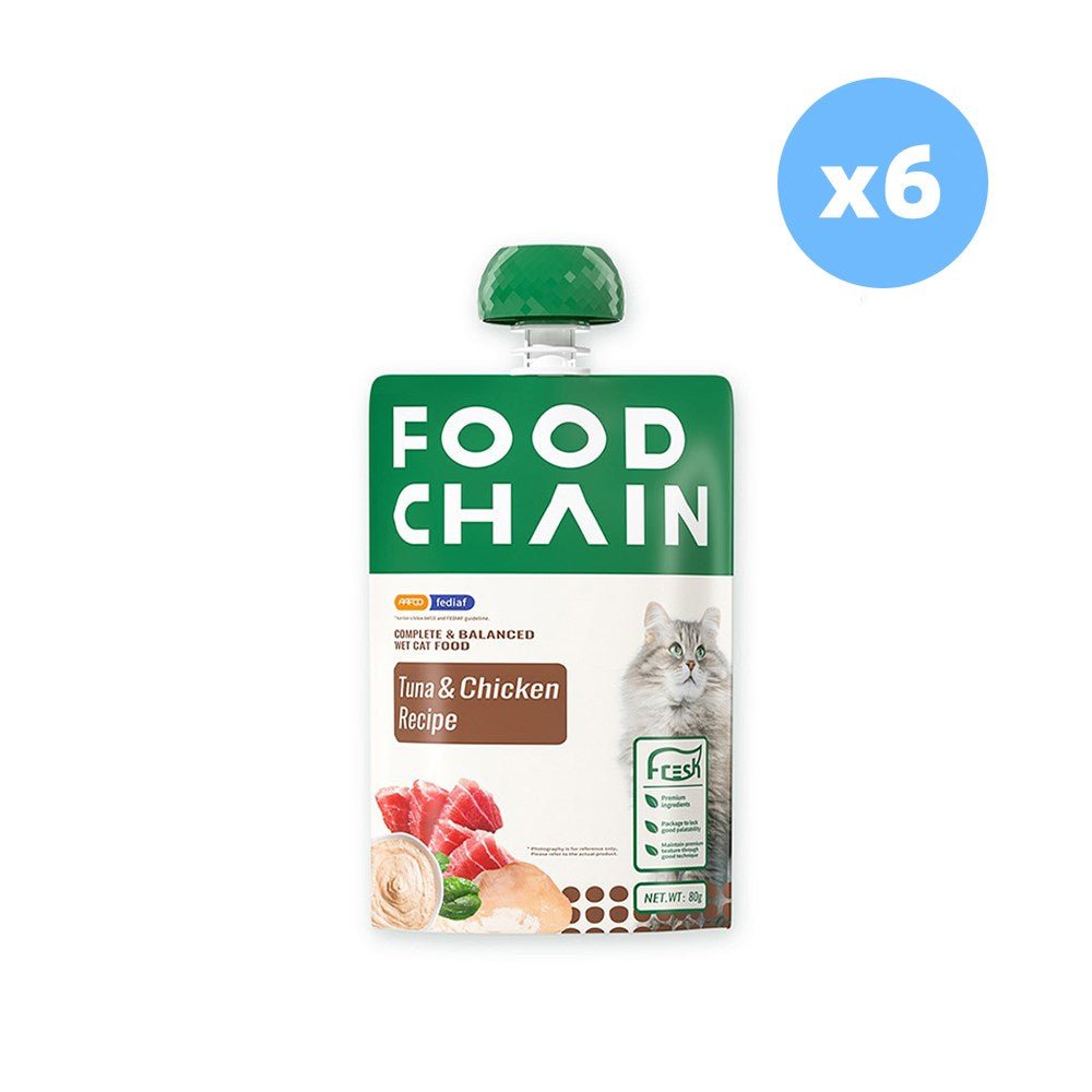 FOOD CHAIN Tuna & Chicken Recipe Wet Cat Food 80gX6 Non-prescription Cat Food Food Chain